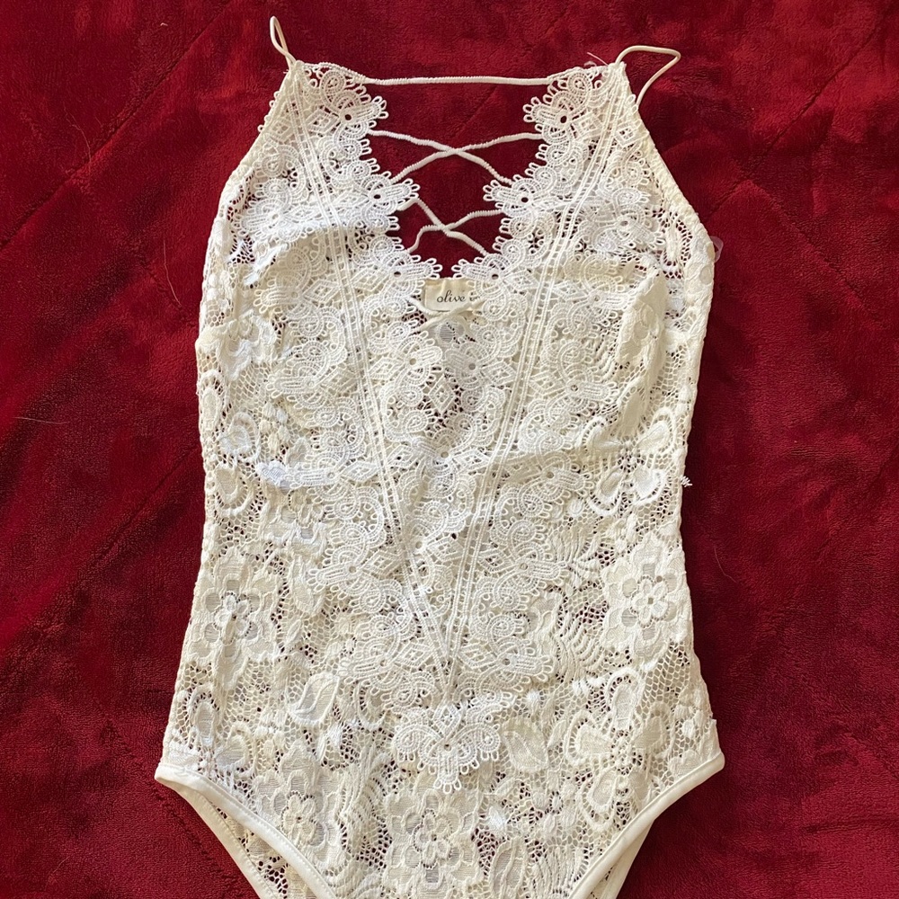 White sheer floral bodysuit